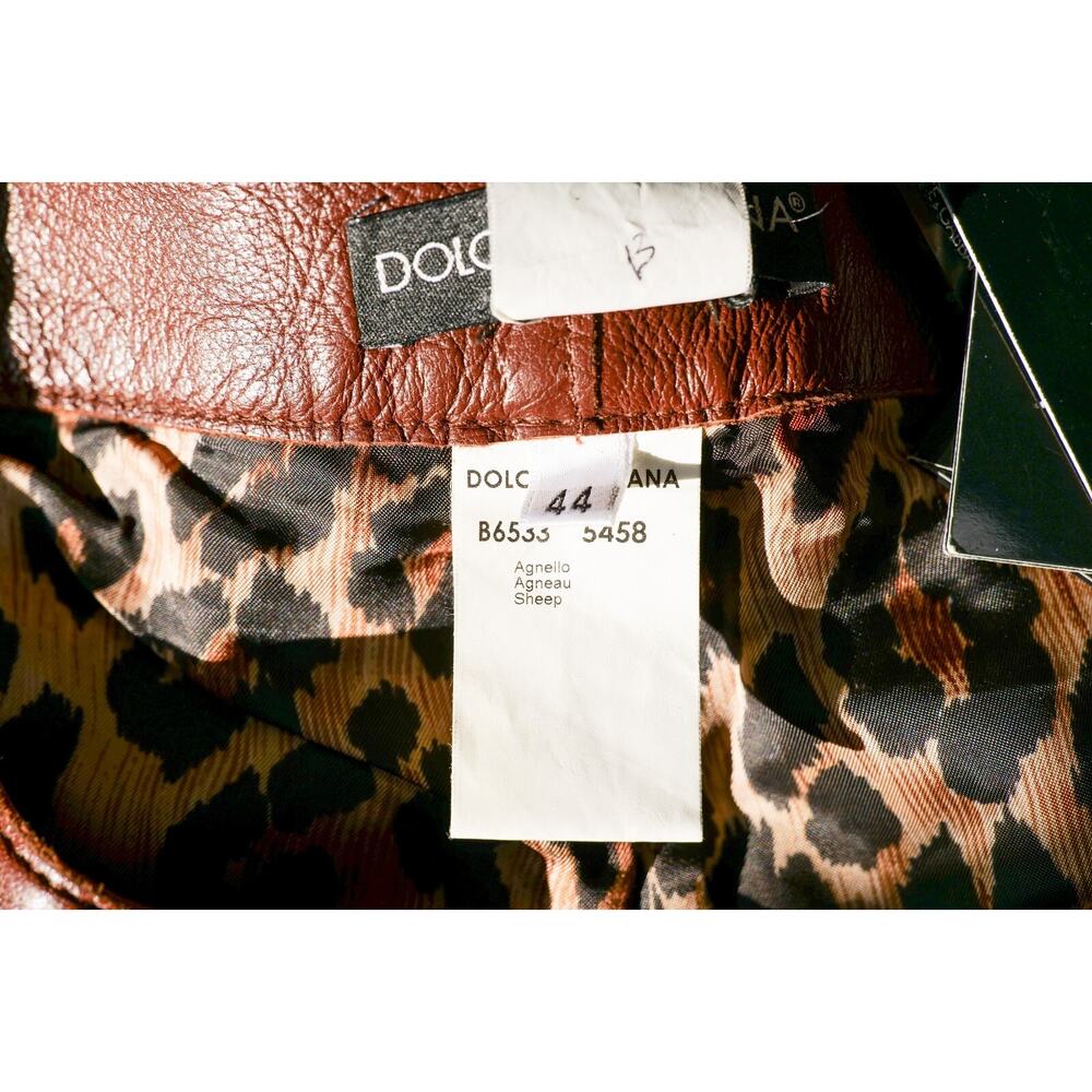 Dolce & Gabbana Vintage Brown Runway Leather Pants (Size IT44) - Picture 8 of 9